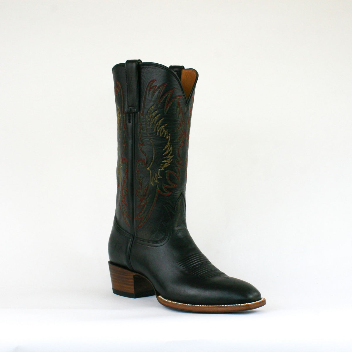 Russell cowboy boots front angle view with white background